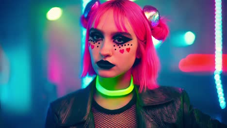 neon cyberpunk girl portrait