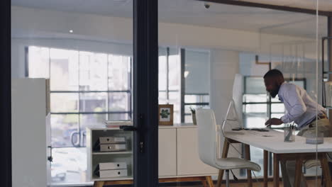 businessman walking in modern office