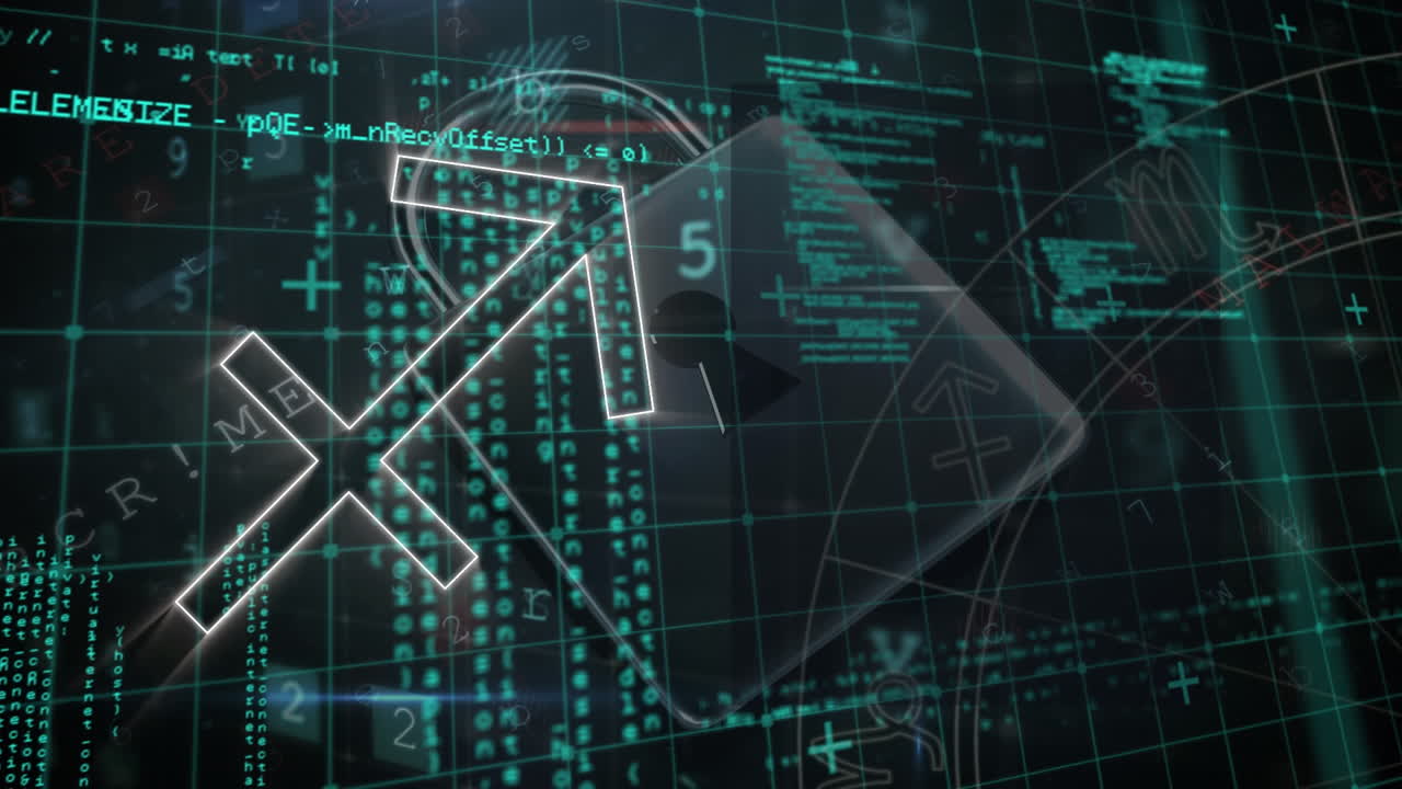 animación de formas sobre candado y procesamiento de datos