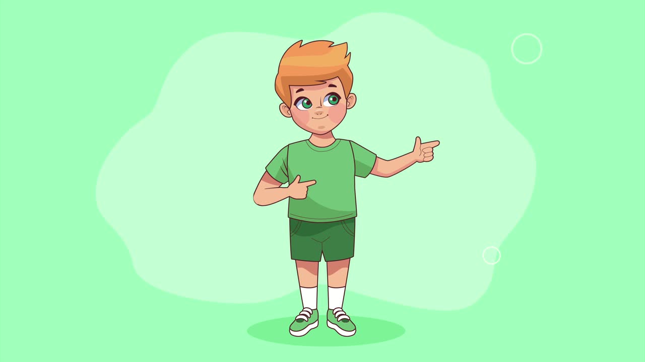 young blond little boy character animation