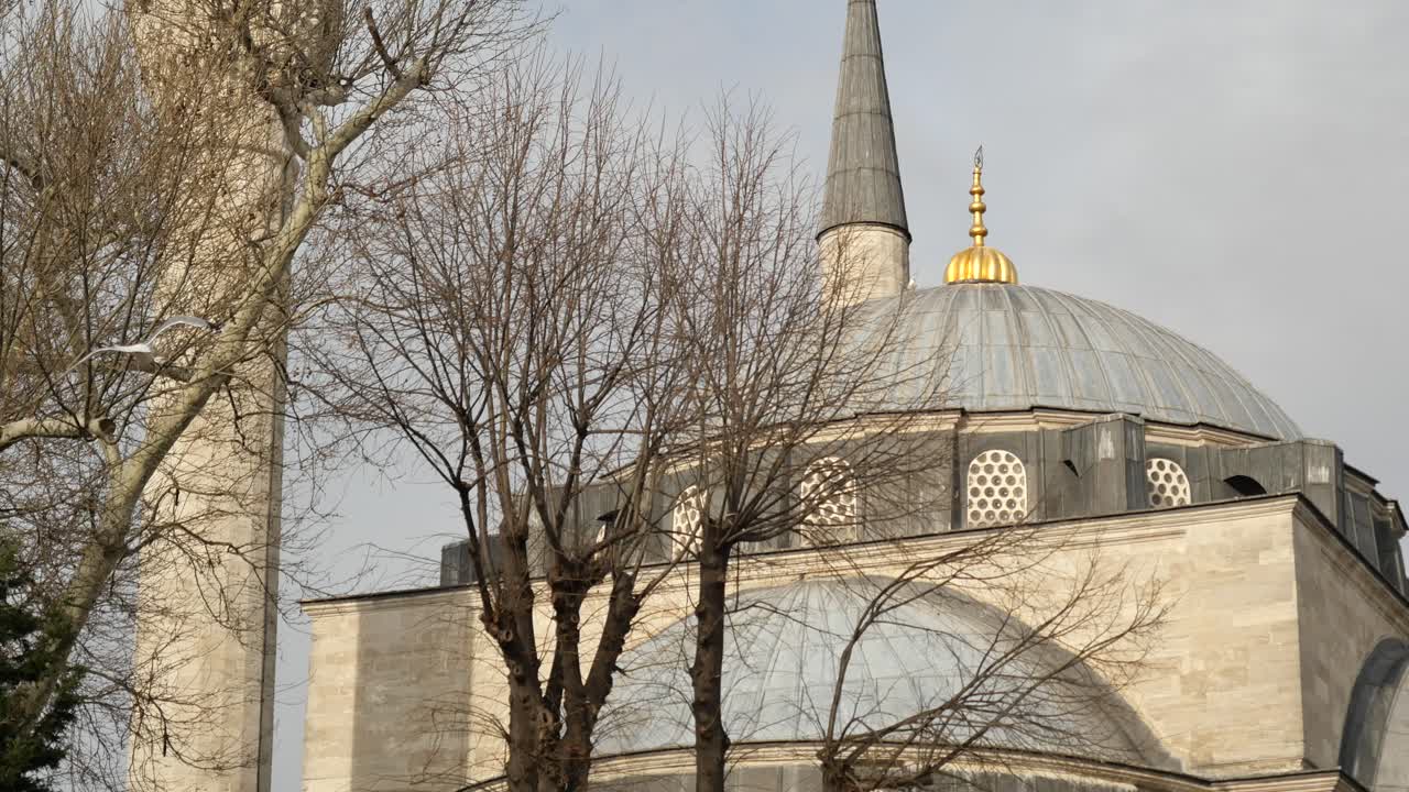detalle de la cúpula y el minarete de la mezquita