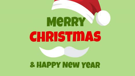 Animation-Des-Textes-„Frohe-Weihnachten-Und-Ein-Glückliches-Neues-Jahr“-Mit-Weihnachtsmannmütze-Auf-Grünem-Hintergrund