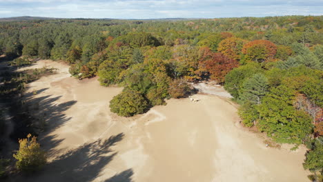 Gorgeous-oscillating-aerial-shot-of-the-Desert-of-Maine-in-Freeport