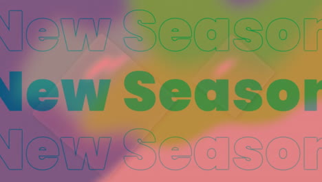 animation of text new season on colourful background