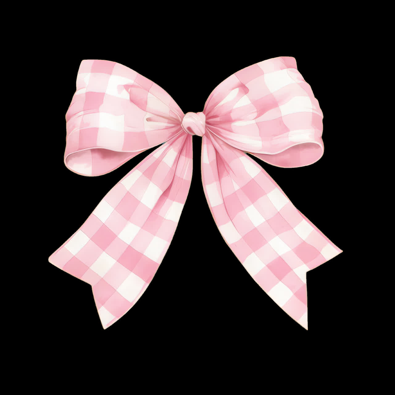 Pink checkered decorative bow animation isolated asset, transparent 4K video, alpha channel, ProRes