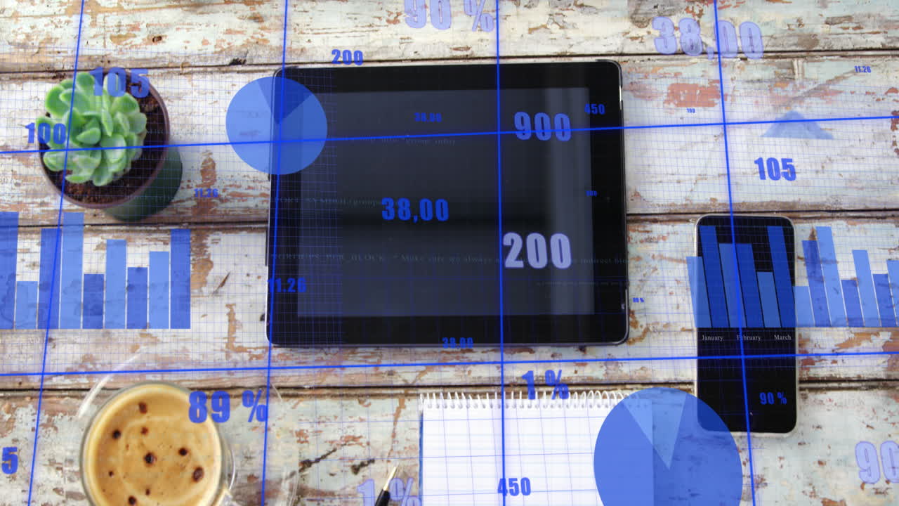 animación del procesamiento de datos a través de dispositivos electrónicos