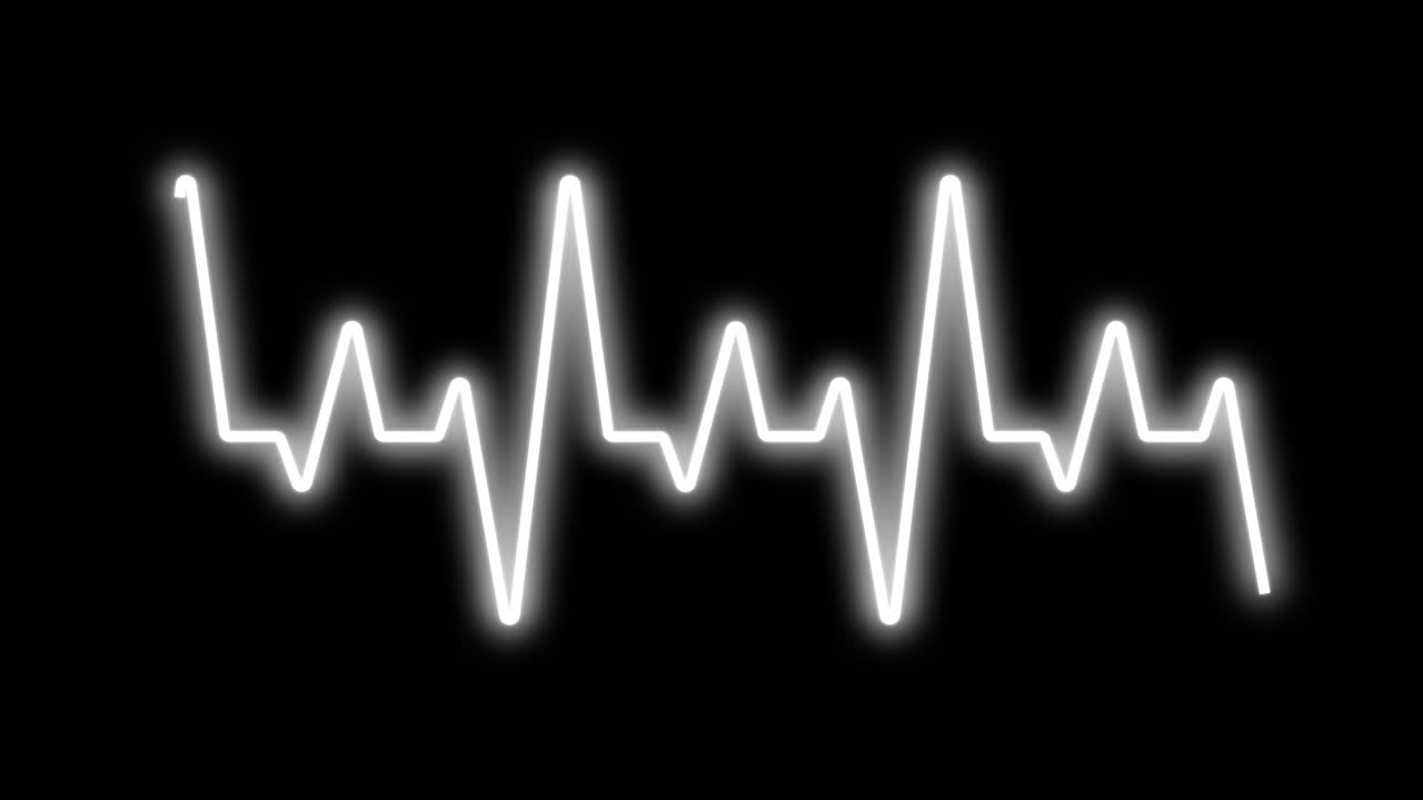 Linea di impulso del battito cardiaco digitale su schermo nero
