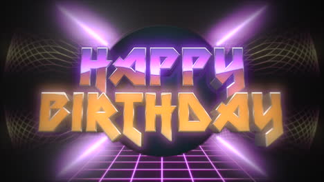 feliz cumpleaños con bola de discoteca y rejilla