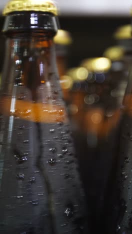 close-up of several brown beer bottles