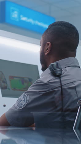 pantallas de monitoreo de oficiales de seguridad del aeropuerto