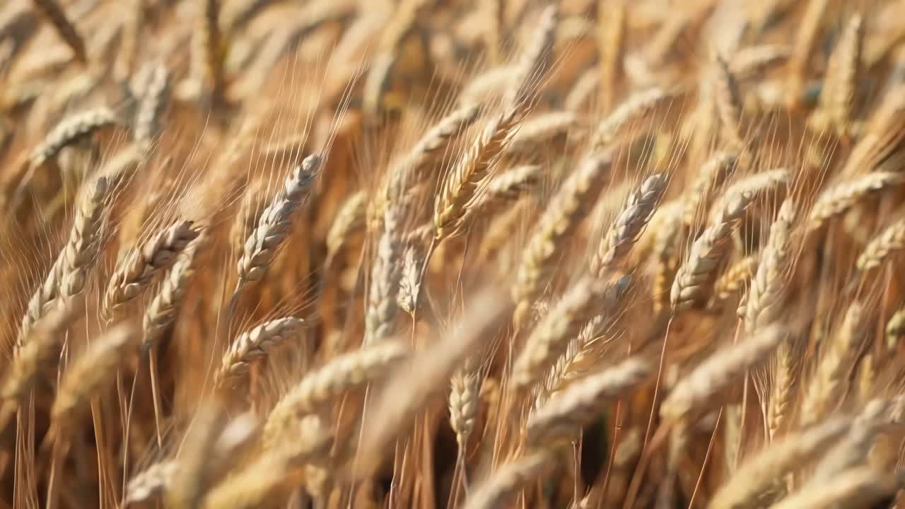A serene video capturing golden wheat swaying gently in the breeze, conveying tranquility