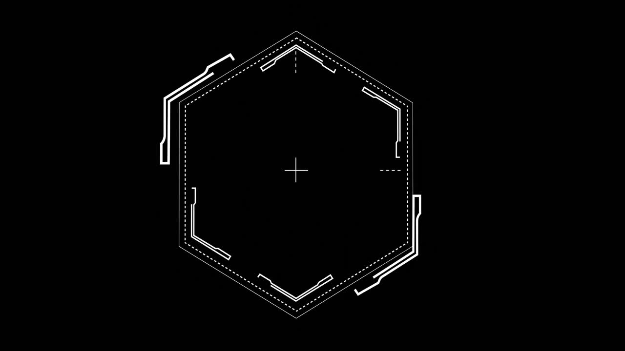 검은 바탕 위에 있는  ⁇ 색 육각형의 애니메이션