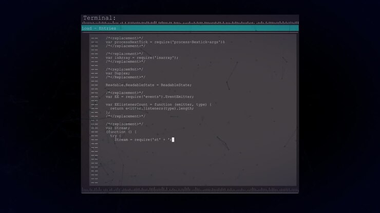 Animation of data processing over glowing network and black background