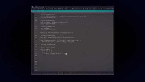 Animation of data processing over glowing network and black background
