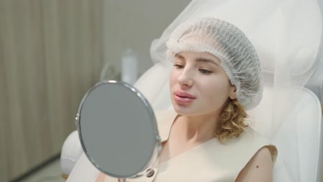 woman preparing for cosmetologist procedure at beauty clinic