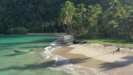 aerial flyback over playa hermitano, samana in dominican republic