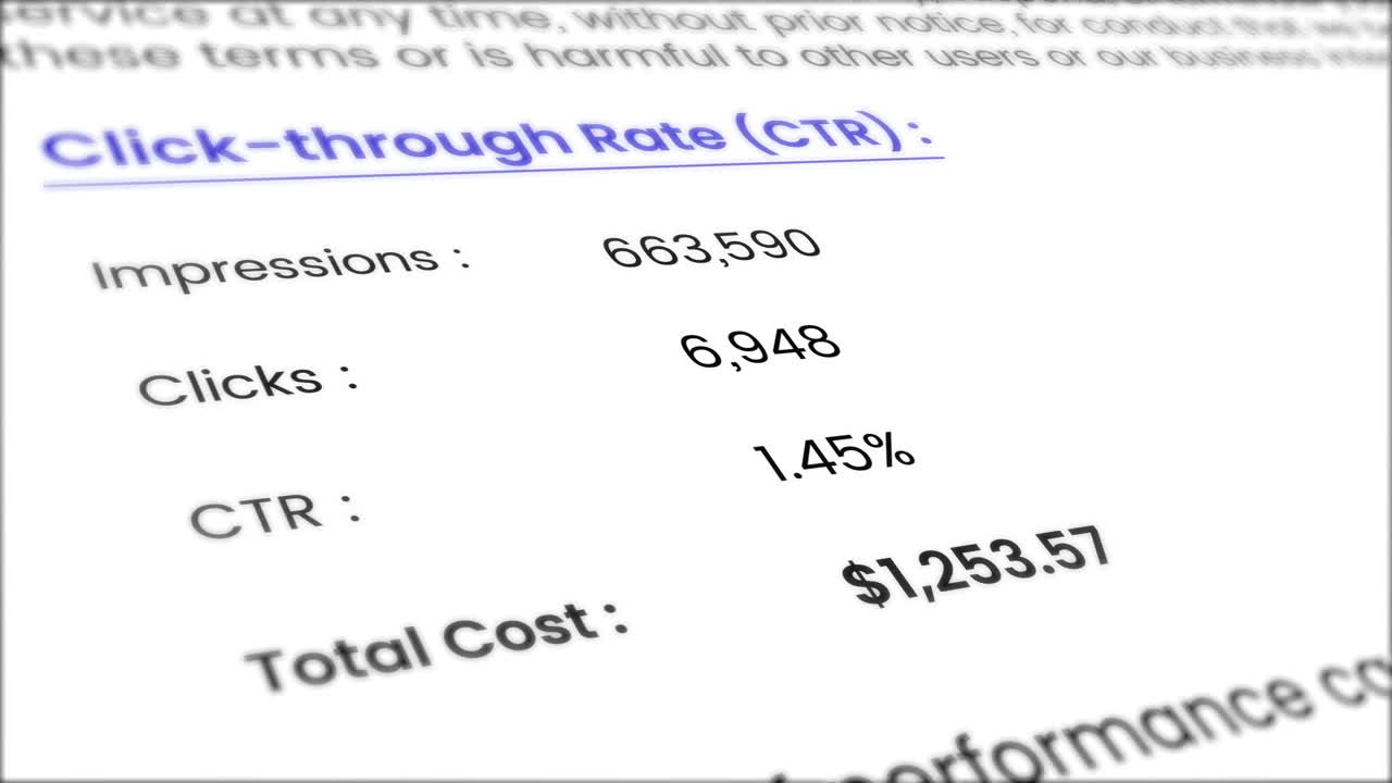 Animated Digital Report Showing Click-through Rate Metrics