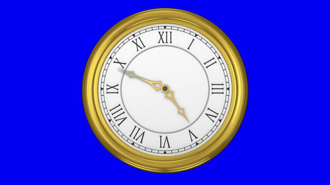 Gold clock on blue background
