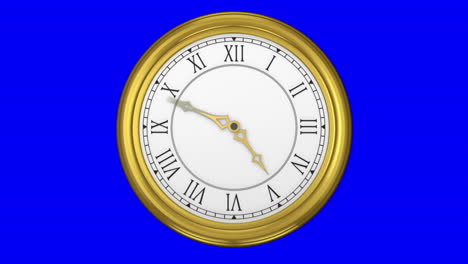 gold clock on blue background