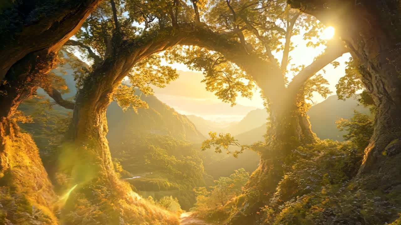 그 중간을 가로지르는 길이 있는 숲