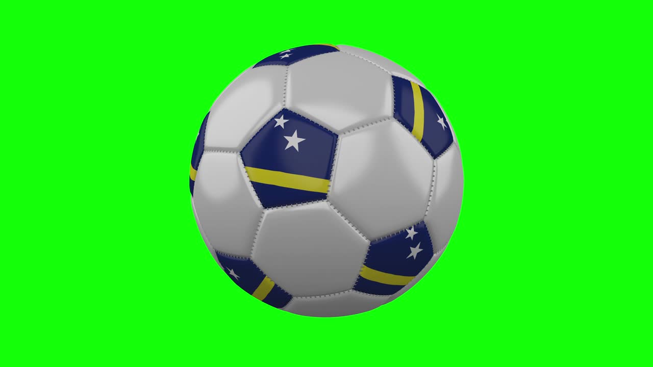 Bola sepak dengan bendera Curacao di atas kunci kroma hijau, loop