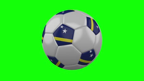 soccer ball with curacao flag on green chroma key, loop