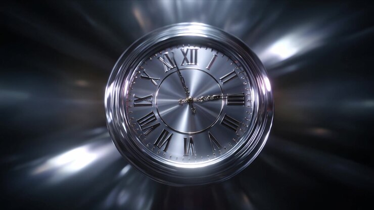 A Glimpse into Time: A Beautifully Designed Silver Clock with Roman Numerals Capturing the Essence of Temporal Precision in a Mesmerizing Silver Spectrum