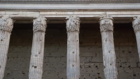 old stone columns with detailed capitals in rome near the pantheon, italy