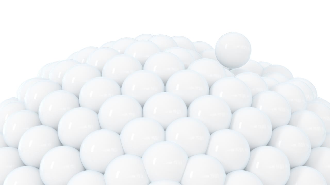 las bolas creativas absorben otras bolas con fondo blanco, renderización 3d.