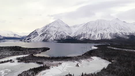kluane national park with kathleen lake in yukon, canada - aerial drone shot