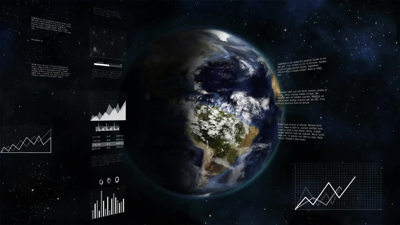 Animation of data processing and statistics over globe