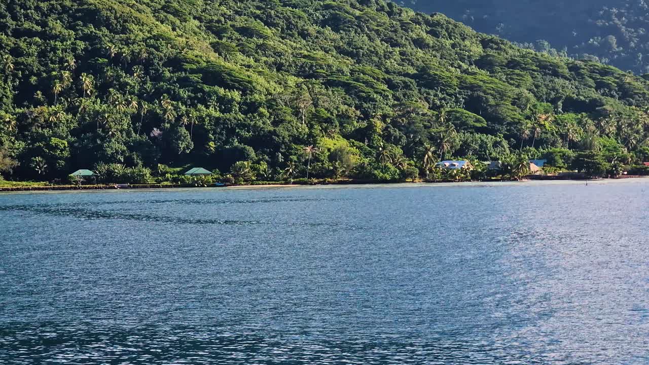 Moorea Island, French Polynesia Coastline and Landscape, View From Ferry Boat