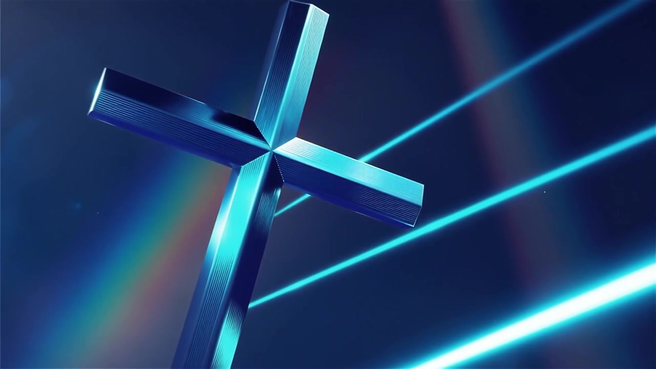 Croce Cristiana Luce Celestiale Sfondo per il Culto.