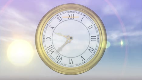 Animation-Des-Herunterzählens-Einer-Antiken-Uhr-Und-Zeitraffer-Von-Tag-Und-Nacht-Sowie-Text-Für-Ein-Frohes-Neues-Jahr