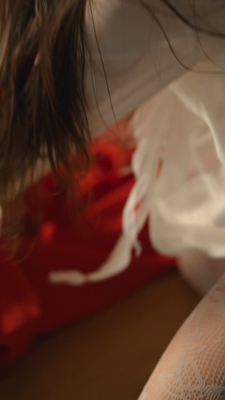 Red Dress and White Fabric