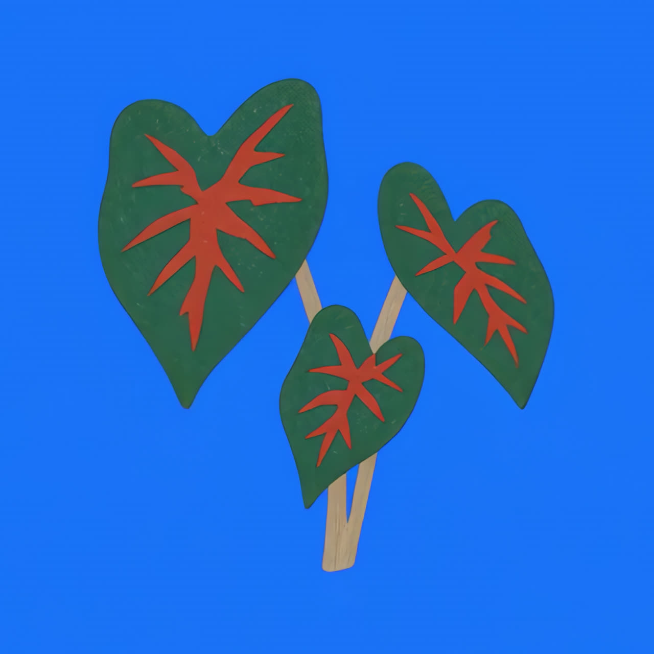 Tropical leaves artistic illustration animation isolated asset, transparent 4K video, alpha channel