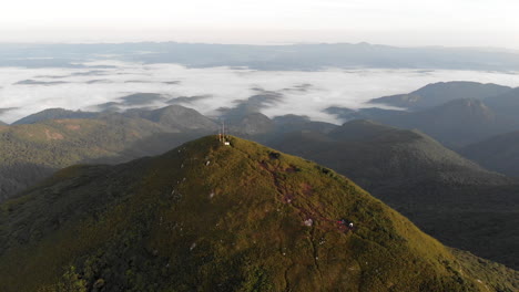 camping site on the summit of a rainforest tropical mountain, pico caratuva, brazil, south america