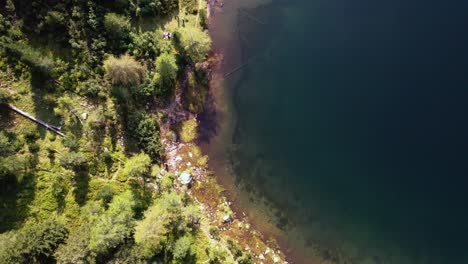 Lake-in-the-Dolomites-Flat-Lay-filmed-with-drone-Location-Name:-Puntleider-See