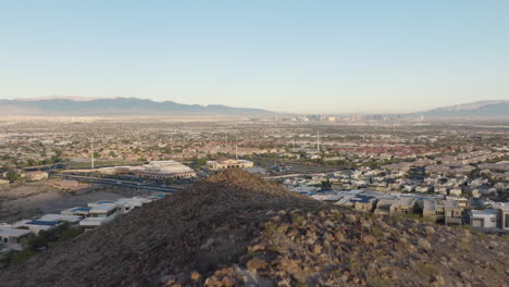 aerial view of henderson suburb with las vegas strip skyline in the background