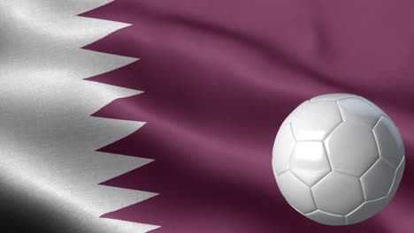 vlag van qatar en voetbal - qatar vlag hoog detail - nationale vlag qatar golven patroon loopbare elementen