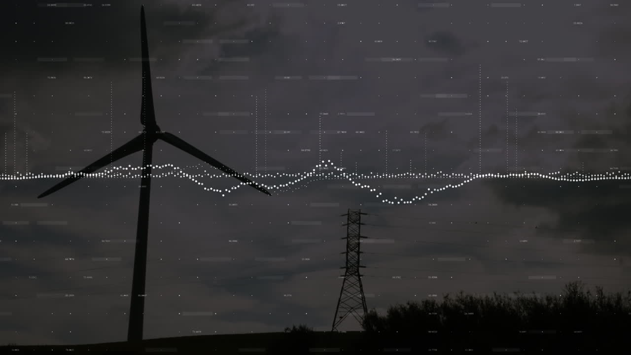 Animation of data processing over wind turbine