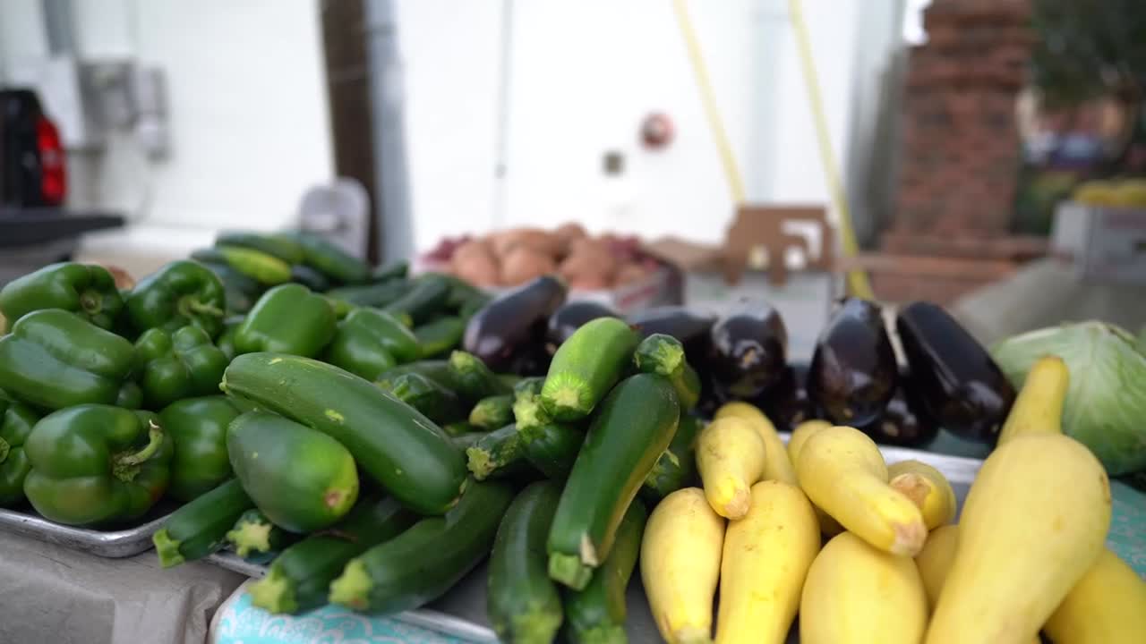 Fresh Produce at a Farmers Market - Medium Shot