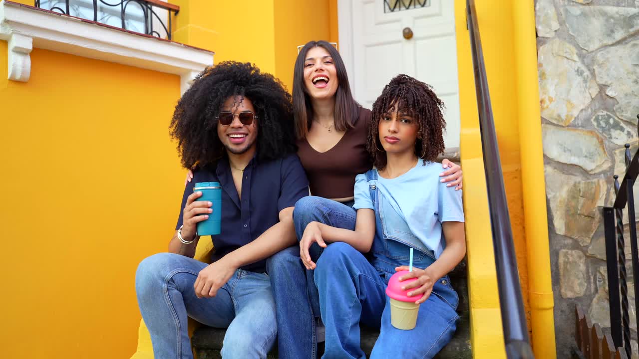 Group of Friends Sitting on Stairs