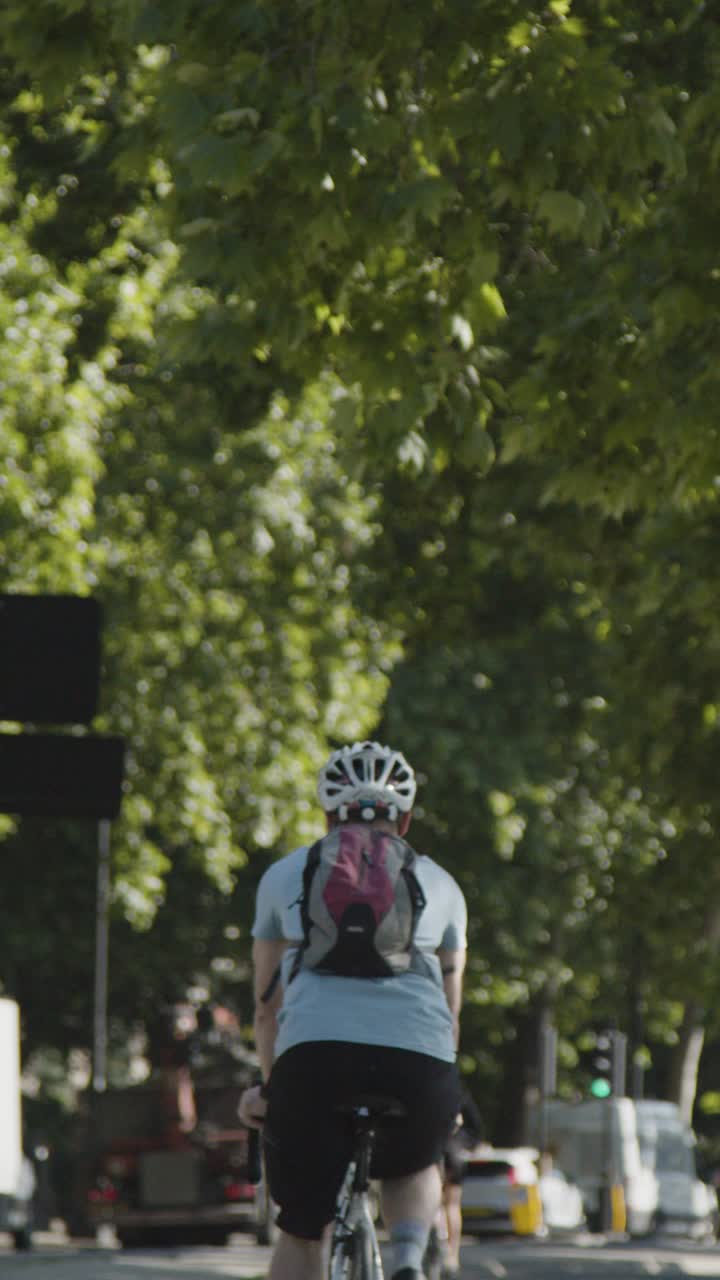 보행자, 자전거 타는 사람, 출퇴근하는 교통, 작업, 의 수직 비디오