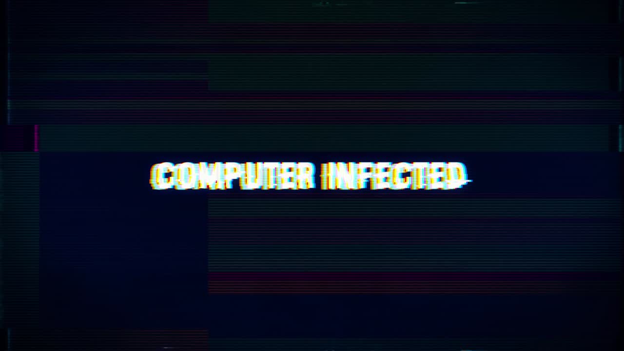 오류 문자 및 노이즈 배경 효과를 가진 컴퓨터 감염 통지 오류 메시지