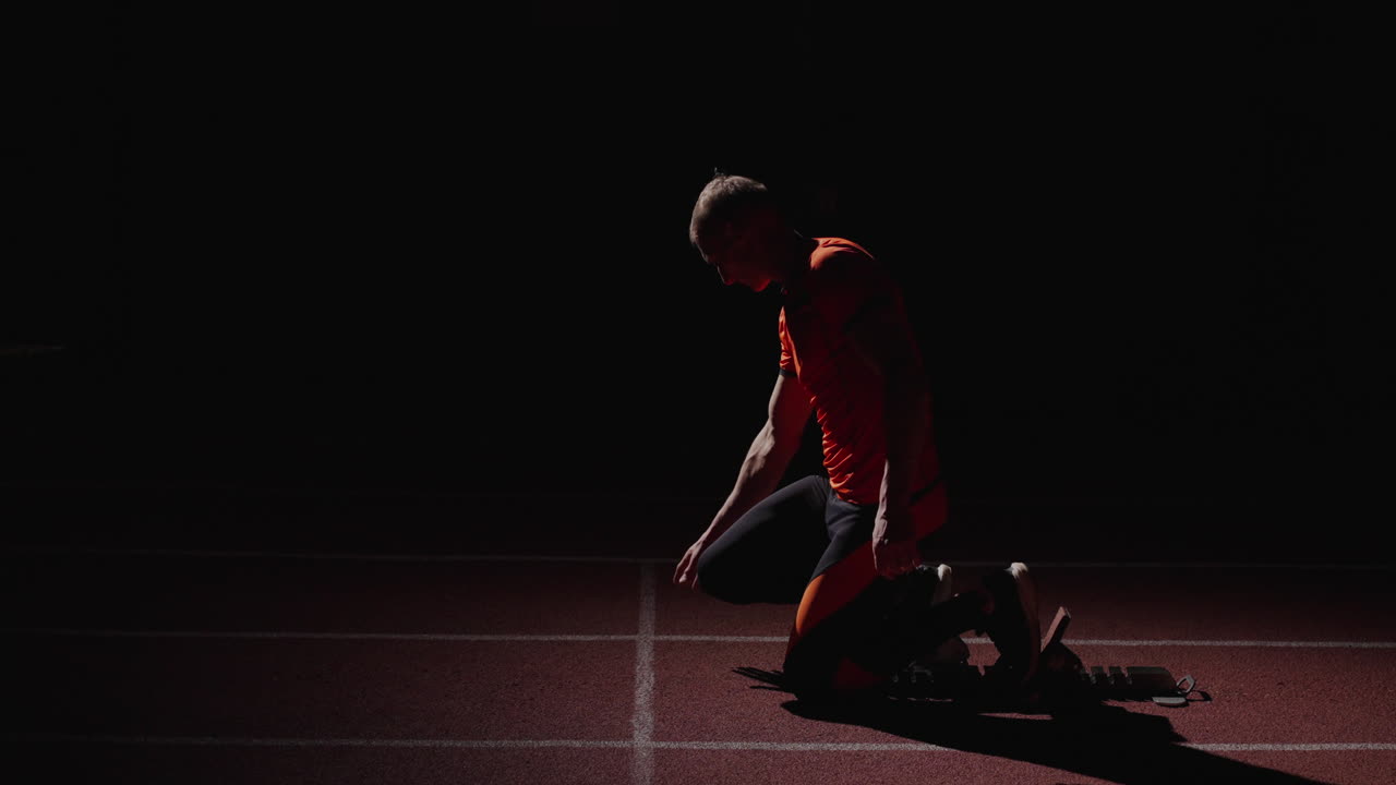 출발 위치에 있는 스프린터