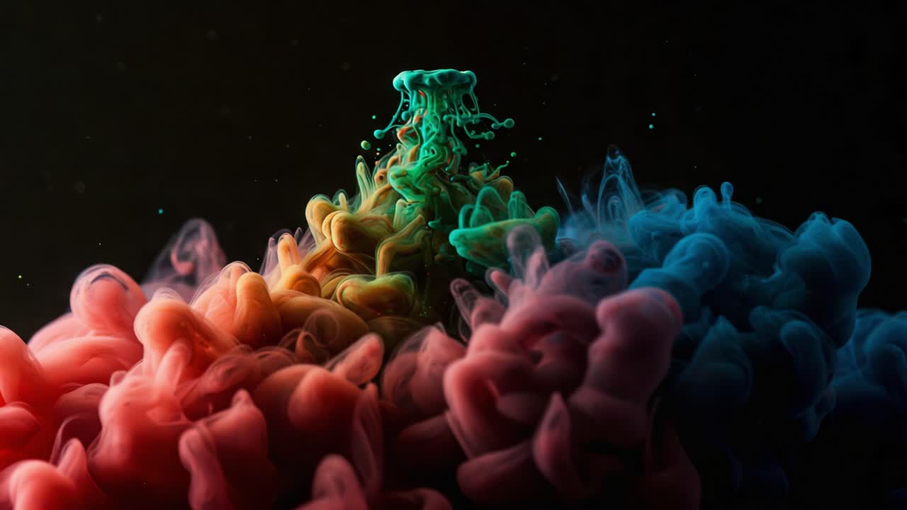 Captivating Swirls of Colorful Smoke and Fluid Motion Creating a Mesmerizing Visual Display of Art in Motion with Vibrant Shades and Textures