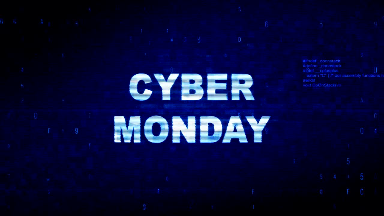 Cyber Monday Text Digital Noise Twitch Glitch Distortion Effect Error Animation.