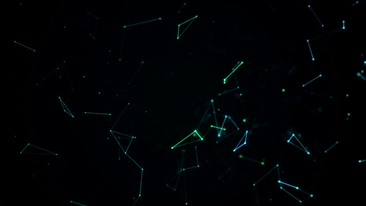 abstracto futurista círculo de puntos y línea estructura de red gráfico de movimiento color azul fondo negro conexión de red de computadora concepto de animación de bucle de tecnología digital.