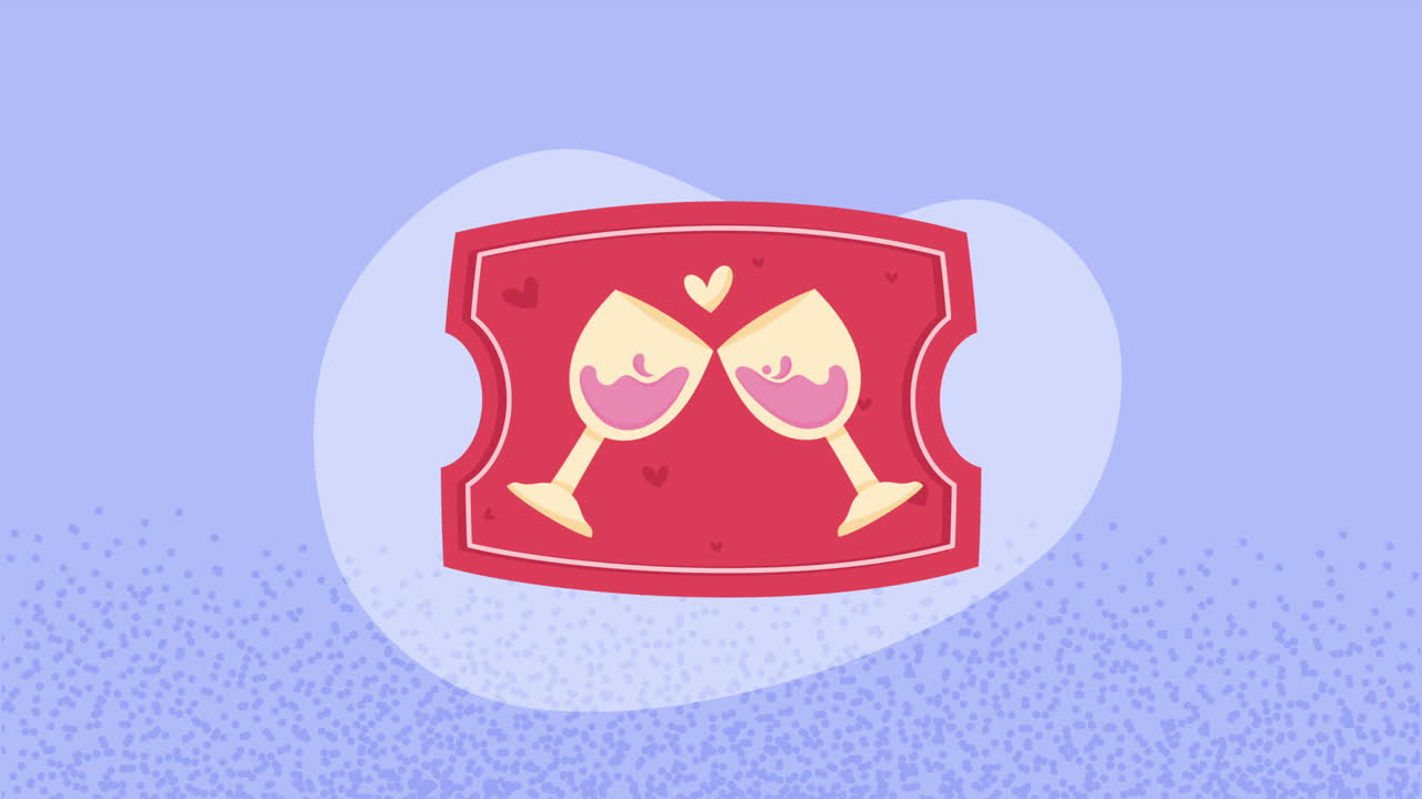 와인 컵과 함께 발렌타인 데이 선물 카드